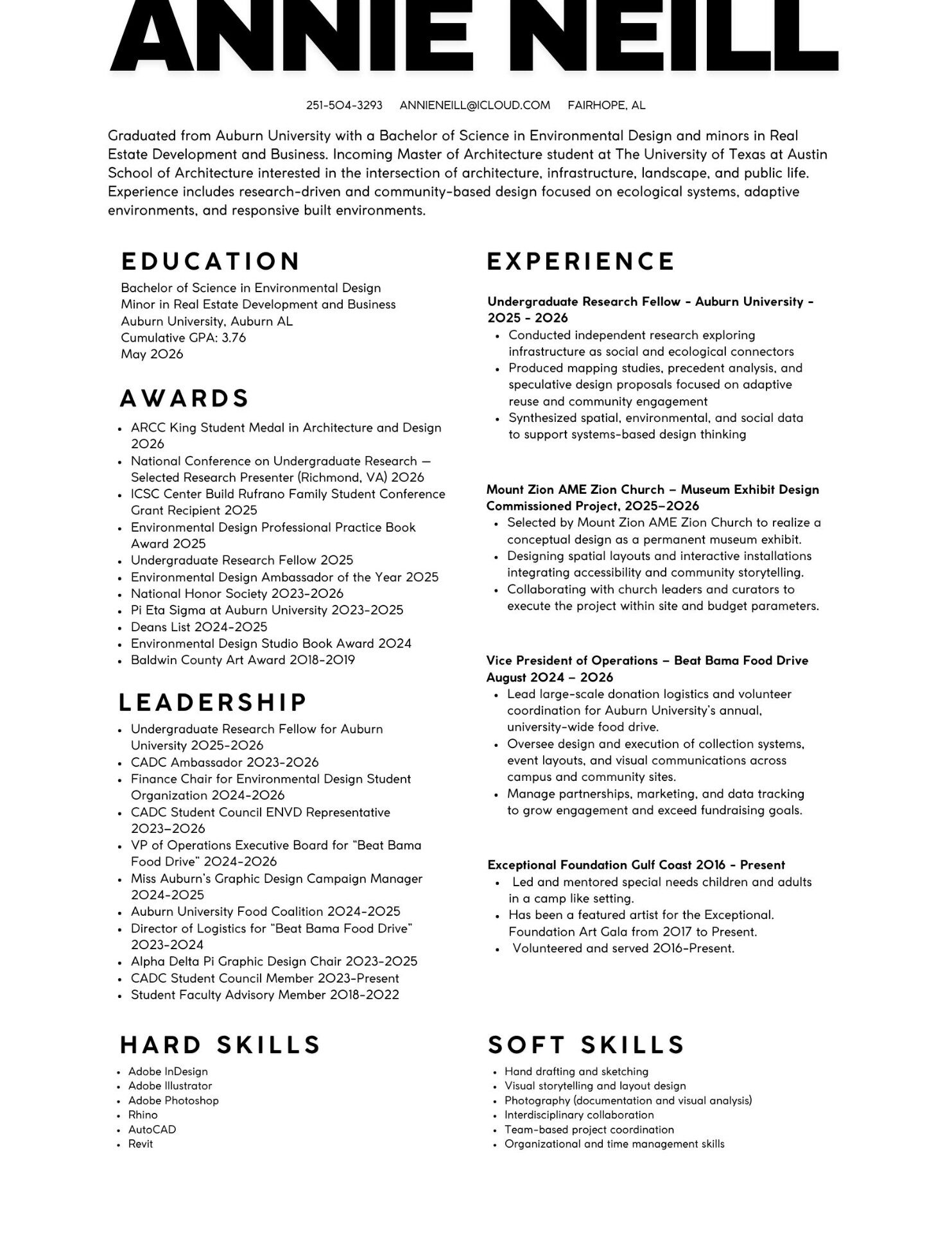Resume of Annie Neill